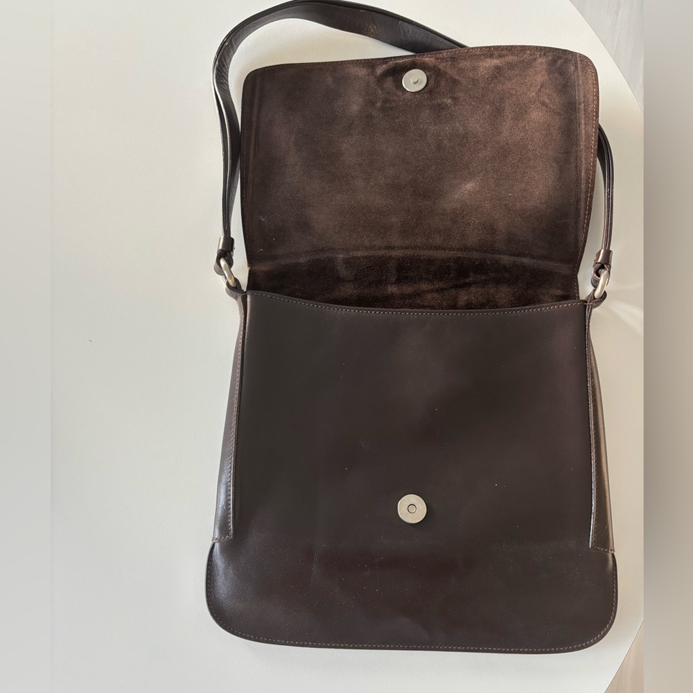 Prada Slim Chocolate Brown Leather Shoulder Bag - Classic Elegant Minimalist - Picture 2 of 13